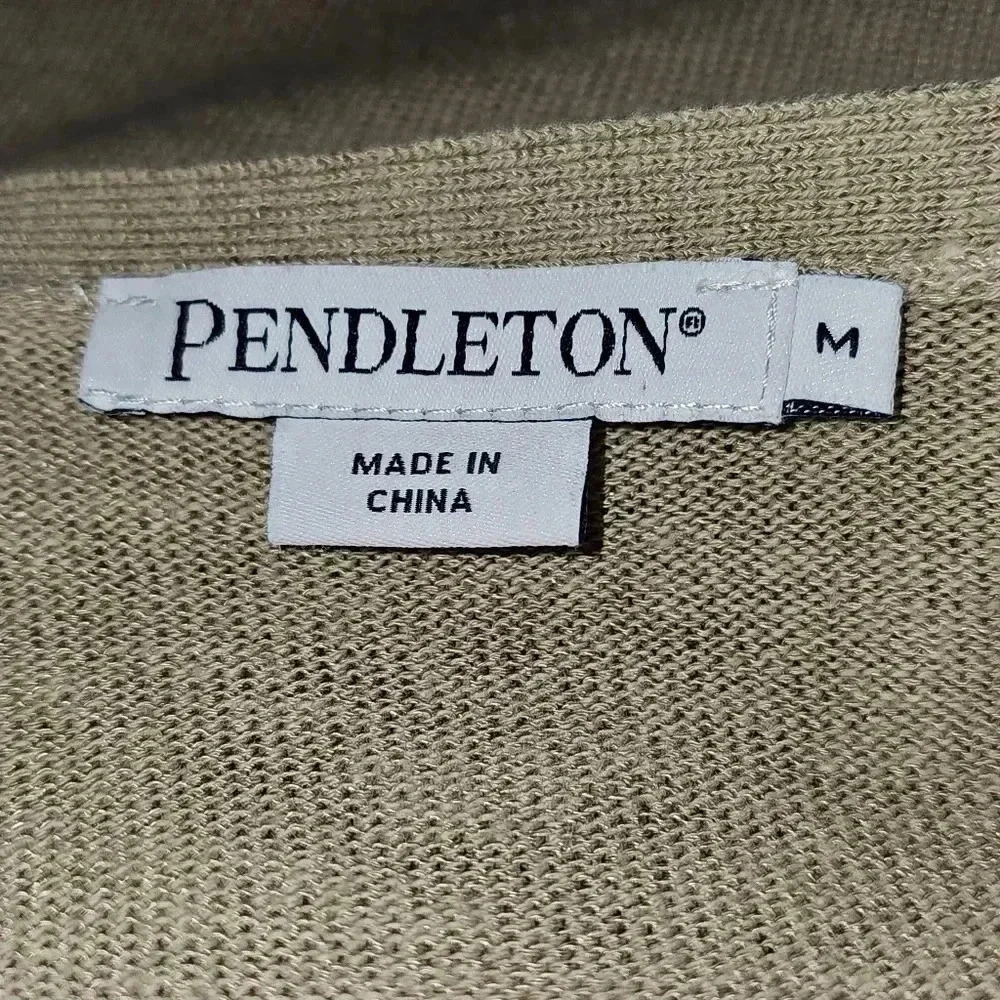 Pendleton Open Front Long Sleeve Beige Cotton /Vi… - image 8